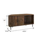 Meuble TV d'angle de 122 cm avec étagères ouvertes, finition bois moderne