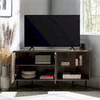 Meuble TV d'angle de 122 cm avec étagères ouvertes, finition bois moderne