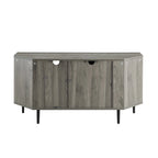 Meuble TV d'angle de 122 cm avec étagères ouvertes, finition bois moderne