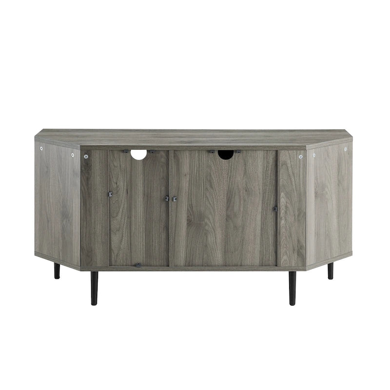 Meuble TV d'angle de 122 cm avec étagères ouvertes, finition bois moderne