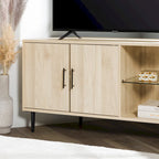 Meuble TV d'angle de 122 cm avec étagères ouvertes, finition bois moderne
