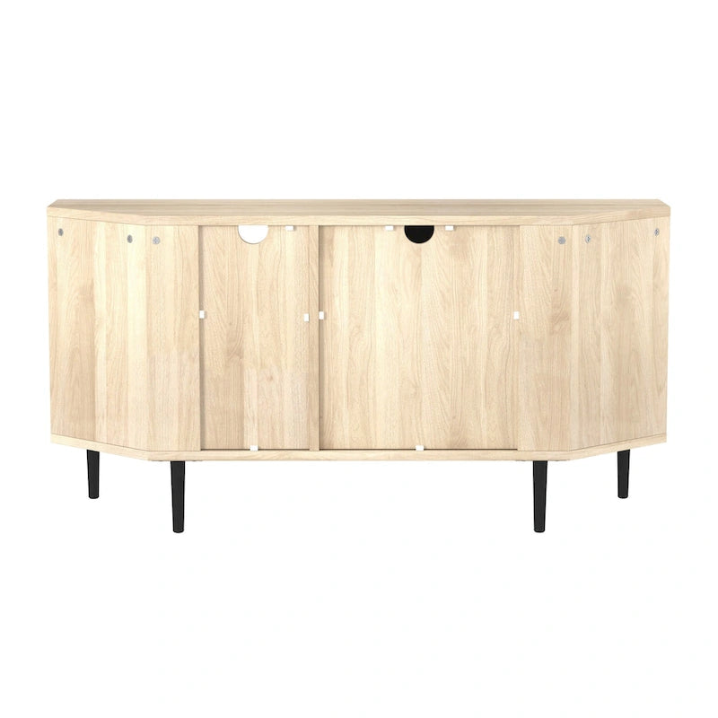 Meuble TV d'angle de 122 cm avec étagères ouvertes, finition bois moderne