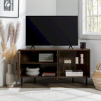 Meuble TV d'angle de 122 cm avec étagères ouvertes, finition bois moderne