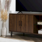 Meuble TV d'angle de 122 cm avec étagères ouvertes, finition bois moderne