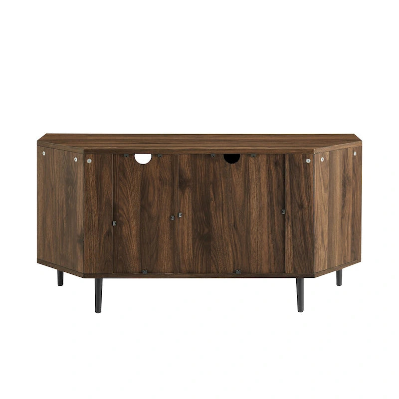 Meuble TV d'angle de 122 cm avec étagères ouvertes, finition bois moderne
