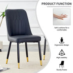Lot de 4 chaises de salle à manger modernes avec dossier et assise rembourrés en similicuir, pieds en métal, pour salle à manger, salon et chambre à coucher