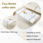 Table basse rectangulaire avec pieds en verre trempé, tables d'appoint en bois, tables basses en bois pour salon, salle de réception