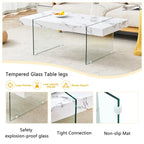 Table basse rectangulaire avec pieds en verre trempé, tables d'appoint en bois, tables basses en bois pour salon, salle de réception