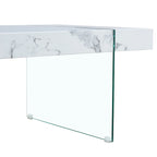 Table basse rectangulaire avec pieds en verre trempé, tables d'appoint en bois, tables basses en bois pour salon, salle de réception