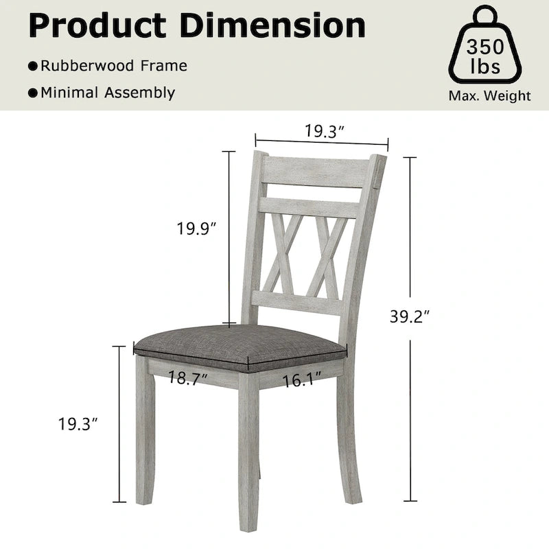 Chaises de salle à manger en bois massif avec assise en tissu de lin, lot de 2/4/6, chaise de cuisine