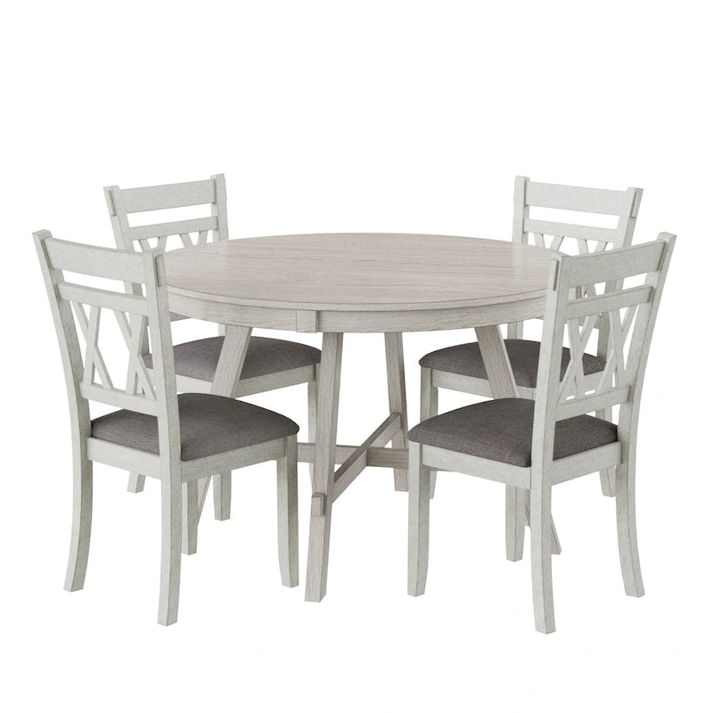 Chaises de salle à manger en bois massif avec assise en tissu de lin, lot de 2/4/6, chaise de cuisine
