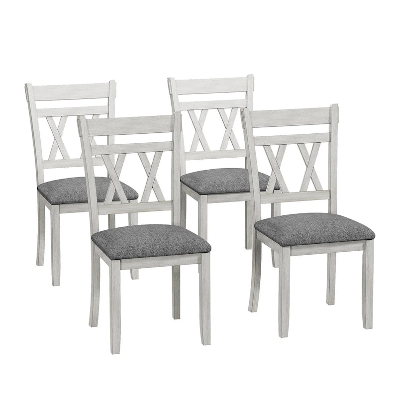 Chaises de salle à manger en bois massif avec assise en tissu de lin, lot de 2/4/6, chaise de cuisine