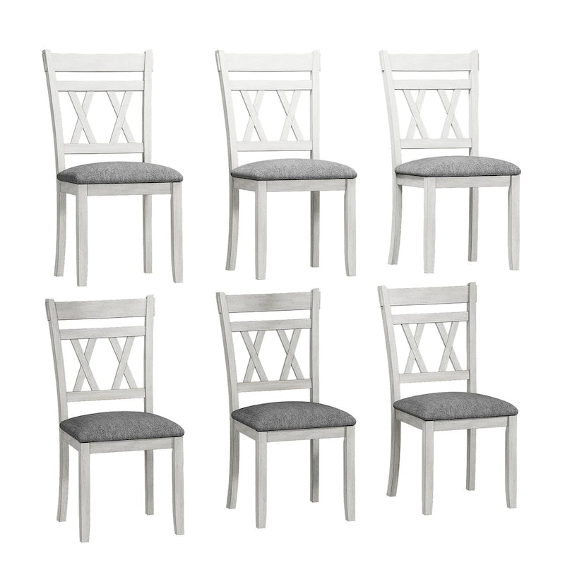 Chaises de salle à manger en bois massif avec assise en tissu de lin, lot de 2/4/6, chaise de cuisine