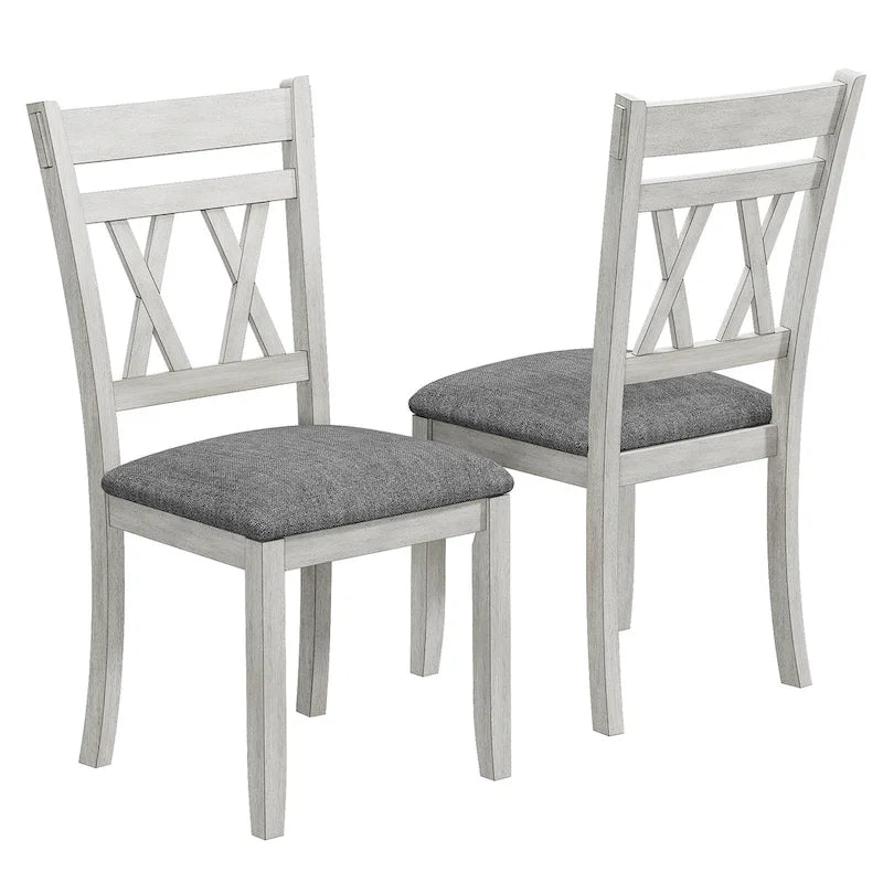 Chaises de salle à manger en bois massif avec assise en tissu de lin, lot de 2/4/6, chaise de cuisine