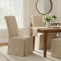 Shaw Dining Chair Set of 2, Tall Rolled Back and Skirted Base, Beige