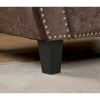 Canapé d'angle en chenille 6 places de 278 cm avec accoudoirs roulés décorés de rivets, coussins et cadre en bois