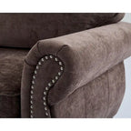 Canapé d'angle en chenille 6 places de 278 cm avec accoudoirs roulés décorés de rivets, coussins et cadre en bois