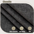 Canapé d'angle en chenille 6 places de 278 cm avec accoudoirs roulés décorés de rivets, coussins et cadre en bois