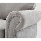 Canapé d'angle en chenille 6 places de 278 cm avec accoudoirs roulés décorés de rivets, coussins et cadre en bois