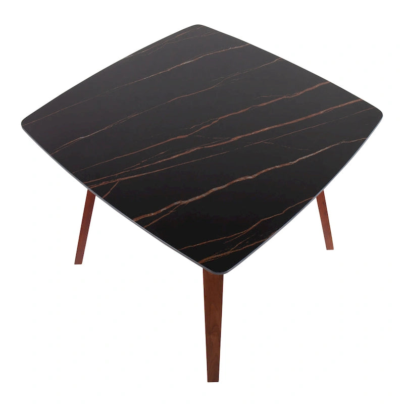 Table à manger avec plateau en marbre texturé, style moderne, cuisine et salle à manger