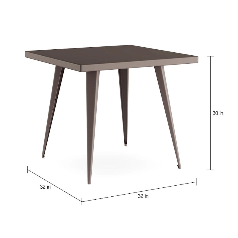Table à manger carrée industrielle en métal, style rustique, cuisine et salle à manger