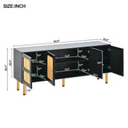 Meuble TV en bois et rotin de style bohème champêtre - 16.90 x 64.90 x 28.30