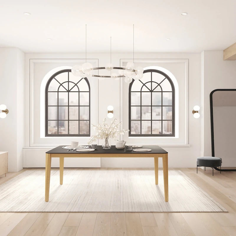 Table à manger en bois massif d'intérieur, style scandinave moderne