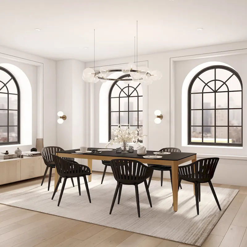 Table à manger en bois massif d'intérieur, style scandinave moderne