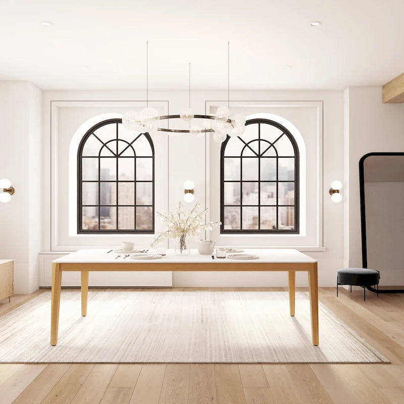 Table à manger en bois massif d'intérieur, style scandinave moderne