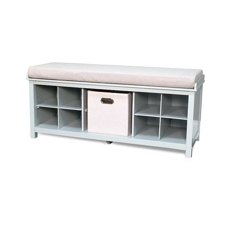 Banc d'entrée John Louis Home en bois massif avec 2 rangements à chaussures et 1 bac gris