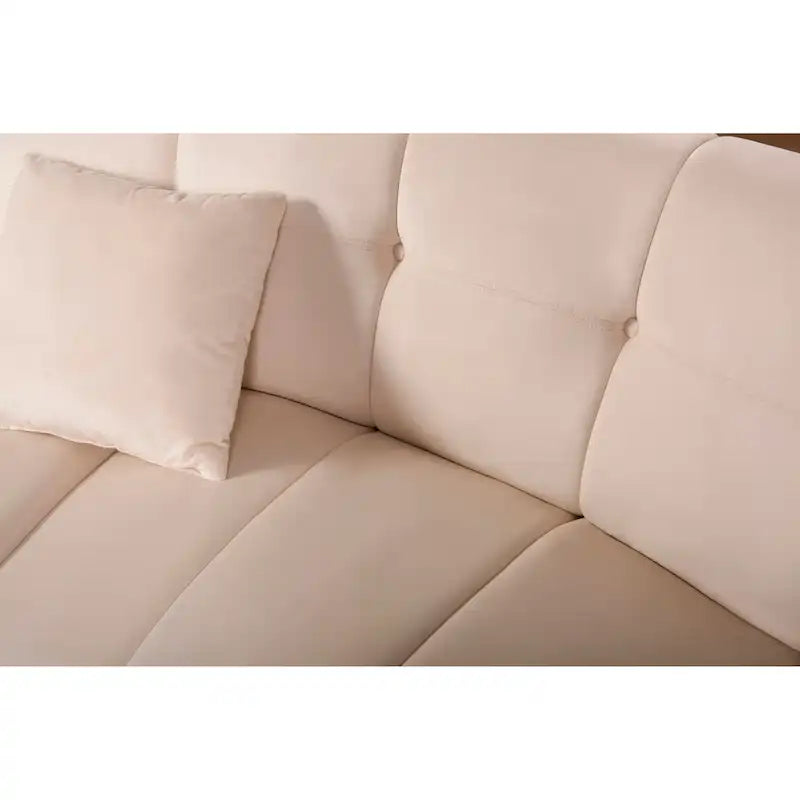 Canapé d'angle en velours 3 places, canapé modulable sans pieds, sectionnel d'angle, canapés ronds - 127