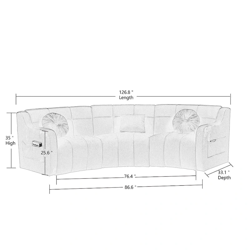 Canapé d'angle en velours 3 places, canapé modulable sans pieds, sectionnel d'angle, canapés ronds - 127