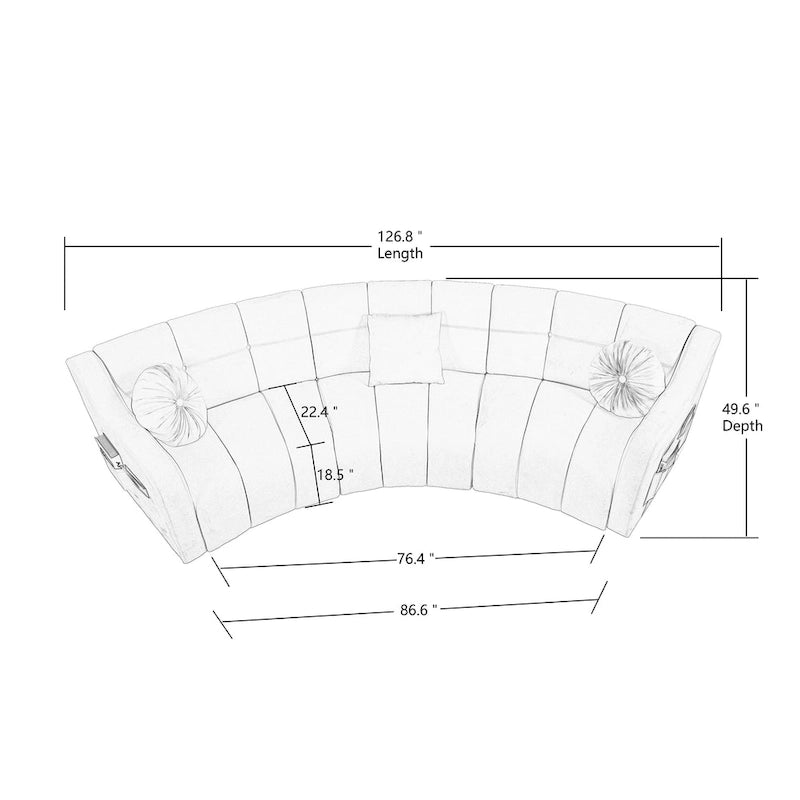 Canapé d'angle en velours 3 places, canapé modulable sans pieds, sectionnel d'angle, canapés ronds - 127