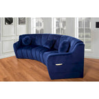 Canapé d'angle en velours 3 places, canapé modulable sans pieds, sectionnel d'angle, canapés ronds - 127
