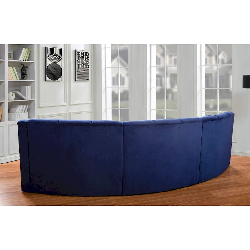 Canapé d'angle en velours 3 places, canapé modulable sans pieds, sectionnel d'angle, canapés ronds - 127