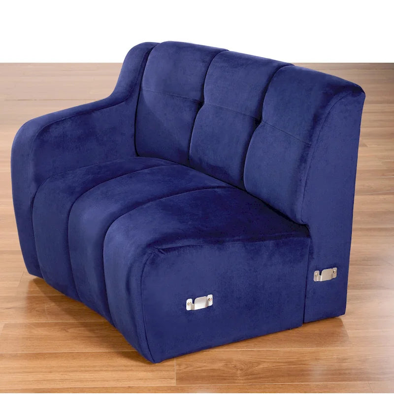 Canapé d'angle en velours 3 places, canapé modulable sans pieds, sectionnel d'angle, canapés ronds - 127