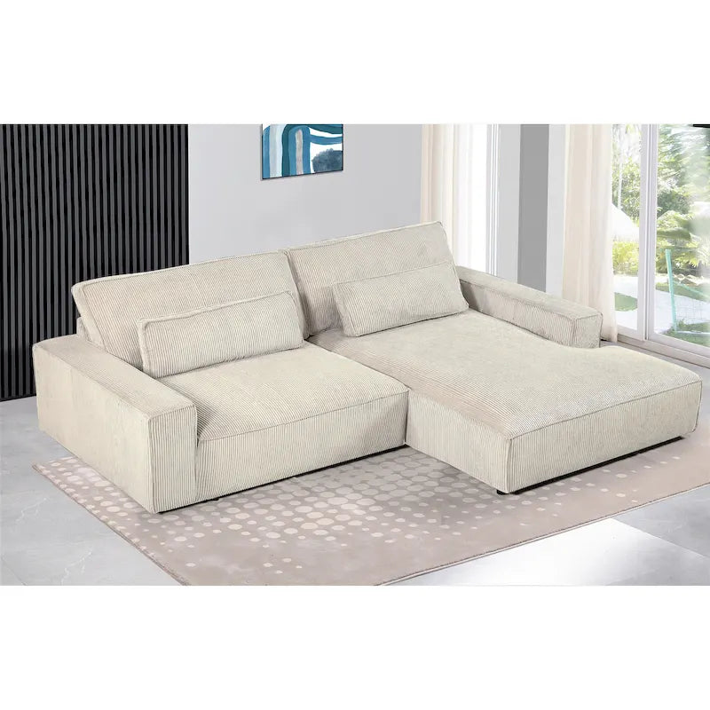 Canapé d'angle surdimensionné de 267 cm avec méridienne, en forme de L, pour salon