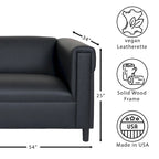 Canapé Causeuse Coast to Coast Sofas - Style Moderne du Milieu du Siècle - Similicuir - Cadre en Bois Massif - Rembourré