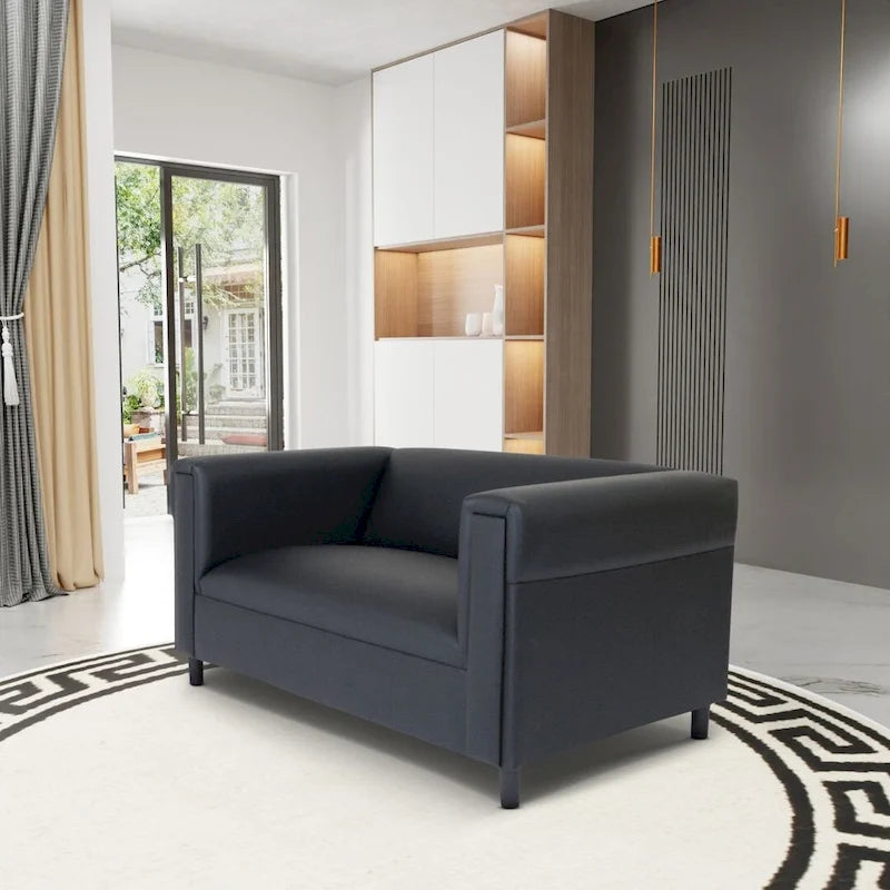 Canapé Causeuse Coast to Coast Sofas - Style Moderne du Milieu du Siècle - Similicuir - Cadre en Bois Massif - Rembourré