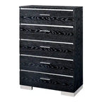 Ensemble de chambre à coucher 2 pièces en bois massif contemporain : lit avec panneau de rangement et commode haute