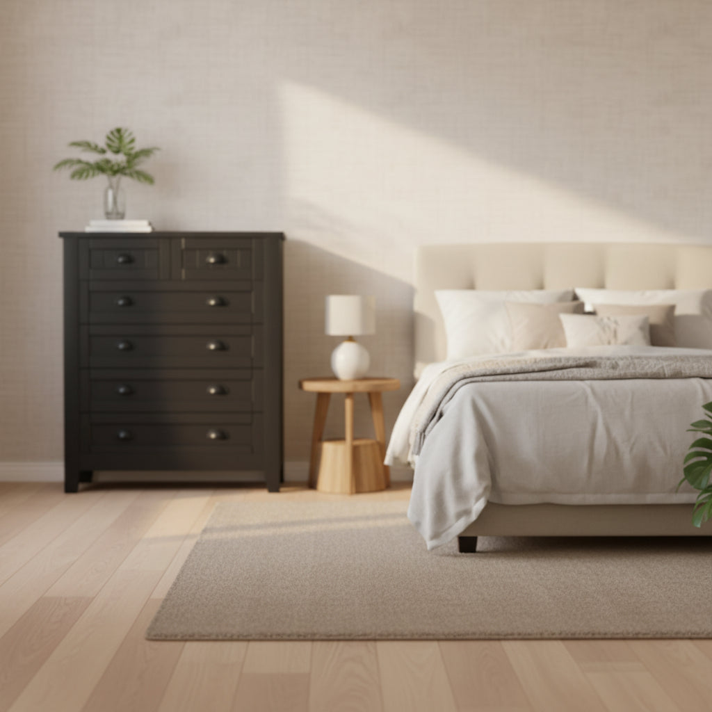 Commode, Armoire de chambre à coucher avec poignées rétro en forme de coquille