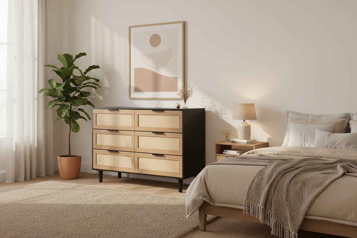 Commode 6 tiroirs en rotin Commode en rotin