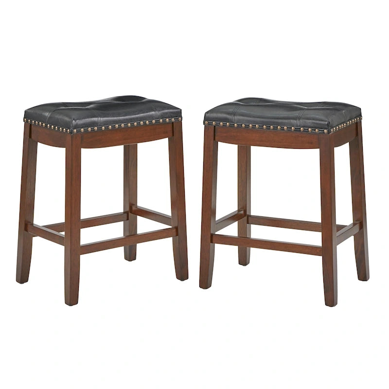 Tabourets de bar rembourrés « Saddle » Simple Living Lonnie de 29 po (paquet de 2)
