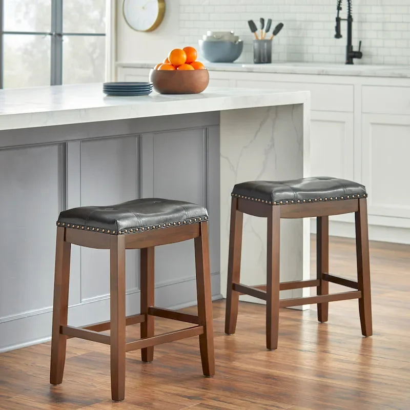 Tabourets de bar rembourrés « Saddle » Simple Living Lonnie de 29 po (paquet de 2)