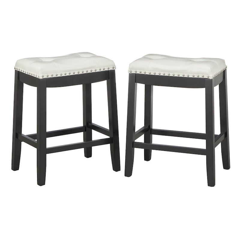 Tabourets de bar rembourrés « Saddle » Simple Living Lonnie de 29 po (paquet de 2)
