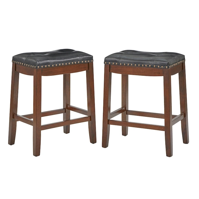 Tabourets de bar rembourrés « Saddle » Simple Living Lonnie de 29 po (paquet de 2)