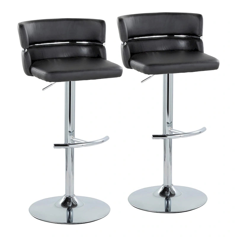 Tabouret de bar réglable Silver Orchid Lena avec repose-pieds en T arrondi (lot de 2)