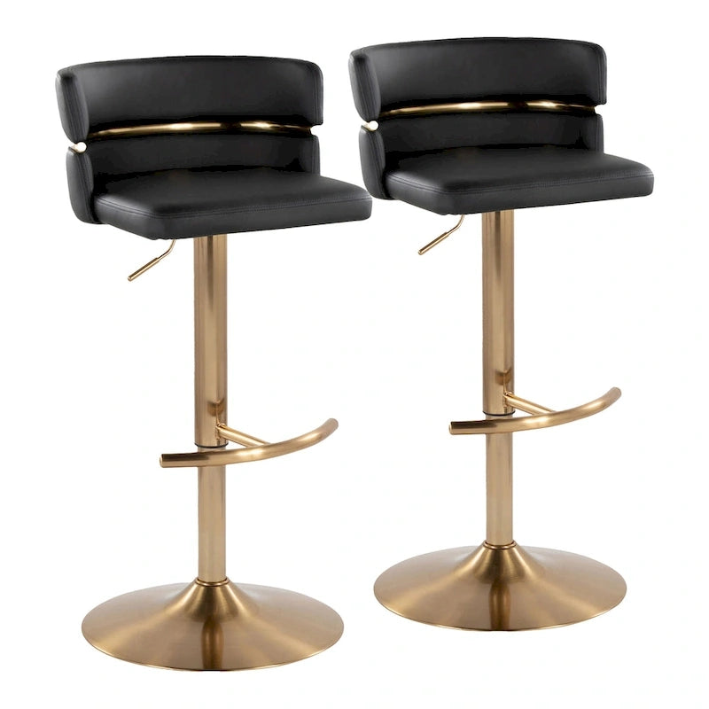 Tabouret de bar réglable Silver Orchid Lena avec repose-pieds en T arrondi (lot de 2)