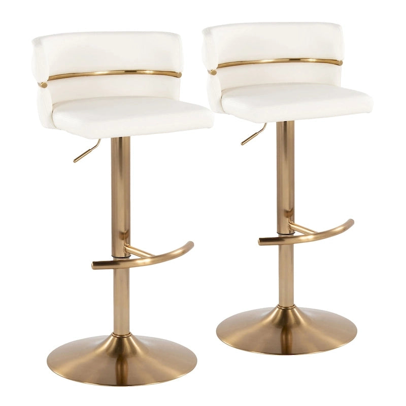 Tabouret de bar réglable Silver Orchid Lena avec repose-pieds en T arrondi (lot de 2)