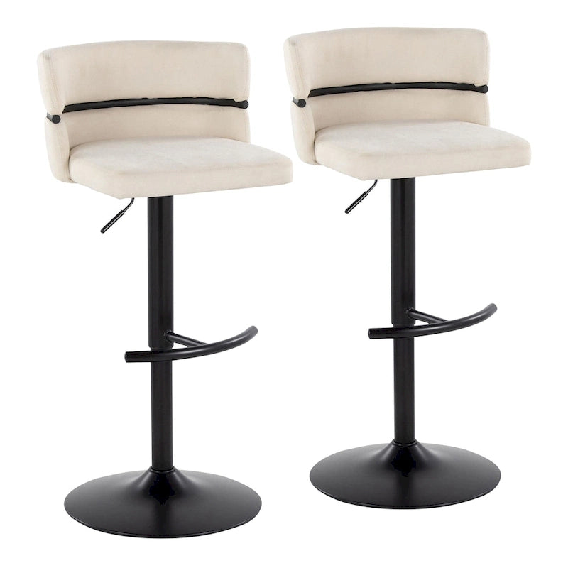 Tabouret de bar réglable Silver Orchid Lena avec repose-pieds en T arrondi (lot de 2)